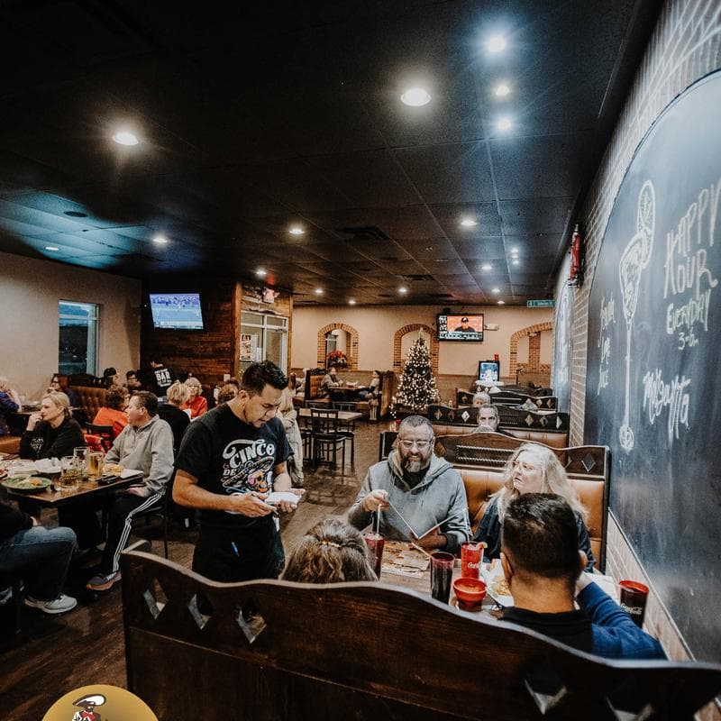 Interior, crowded dining area